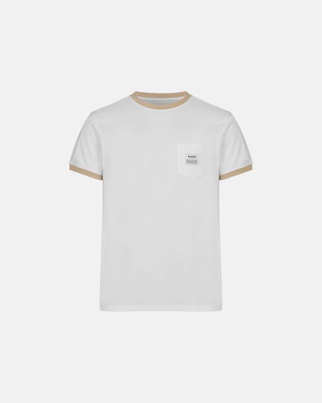 Retro t-shirt med bröstficka | 100% ekologisk bomull | Vit/sand -Resteröds