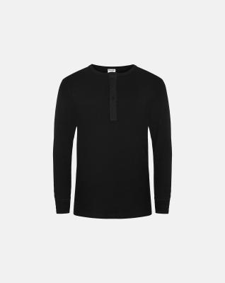 Långärmad t-shirt "grandad", 100% ekologisk bomull, Svart Långärmad t-shirt "grandad", 100% ekologisk bomull, Svart