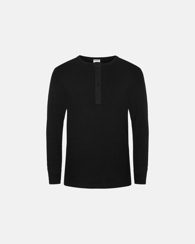 Långärmad t-shirt "grandad", 100% ekologisk bomull, Svart