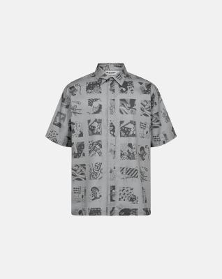 Kortärmad skjorta "bron" | 100% bomull | Grå med print -Resteröds Kortärmad skjorta "bron" | 100% bomull | Grå med print -Resteröds