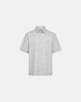 Kortärmad skjorta "ron" | 100% bomull | Vit med mönster -Resteröds Kortärmad skjorta "ron" | 100% bomull | Vit med mönster -Resteröds