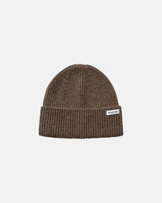 Beanie-mössa, 100% ull, Mörk sand Beanie-mössa, 100% ull, Mörk sand