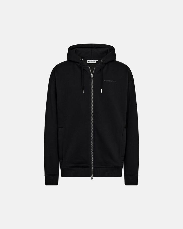 Hoodie "zip" | Bomull | Svart -Resteröds