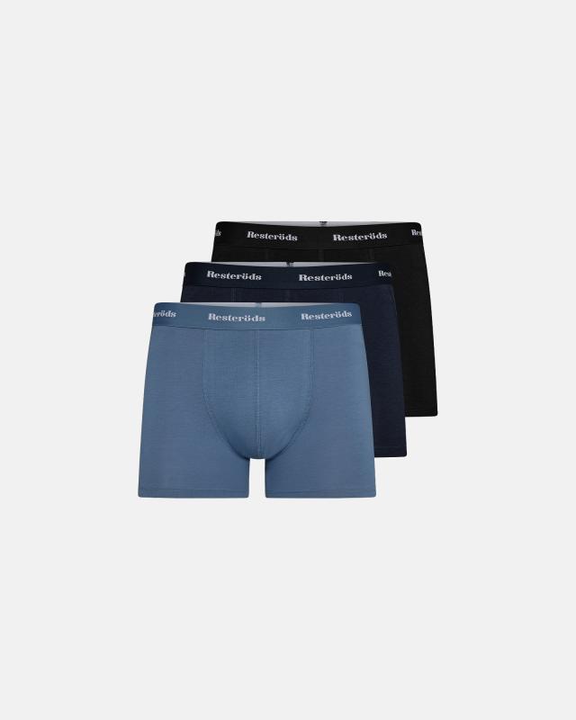 Kalsonger "extra längd" 3-pack | Bambuviskos | Svart/blå -Resteröds