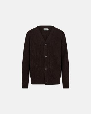 Stickad cardigan "Kyle", Ull, Brun Stickad cardigan "Kyle", Ull, Brun