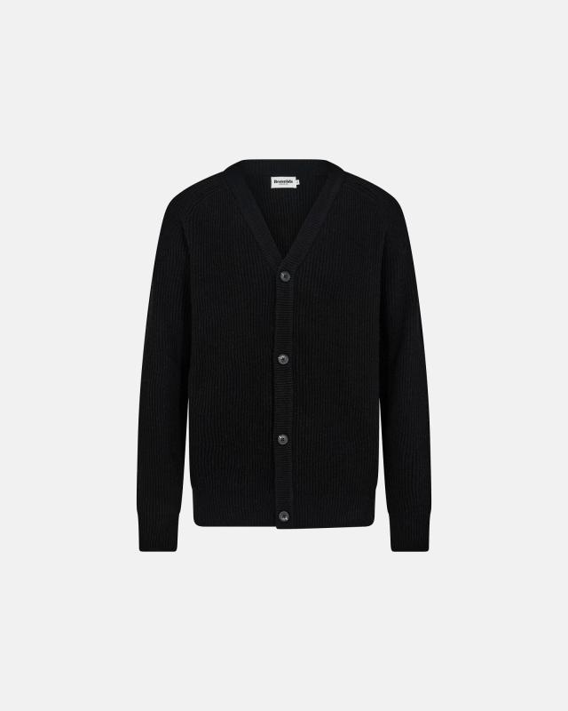 Stickad cardigan 'kyle' | Ull | Svart -Resteröds