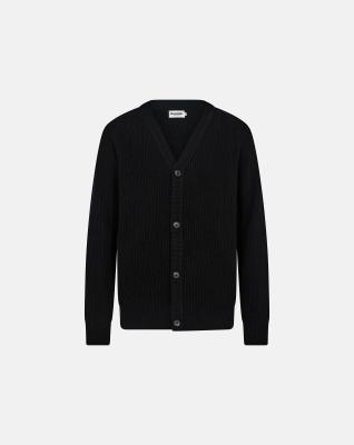 Stickad cardigan "Kyle", Ull, Svart Stickad cardigan "Kyle", Ull, Svart