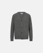 Stickad cardigan 'kyle' | Ull | Grå melange -Resteröds