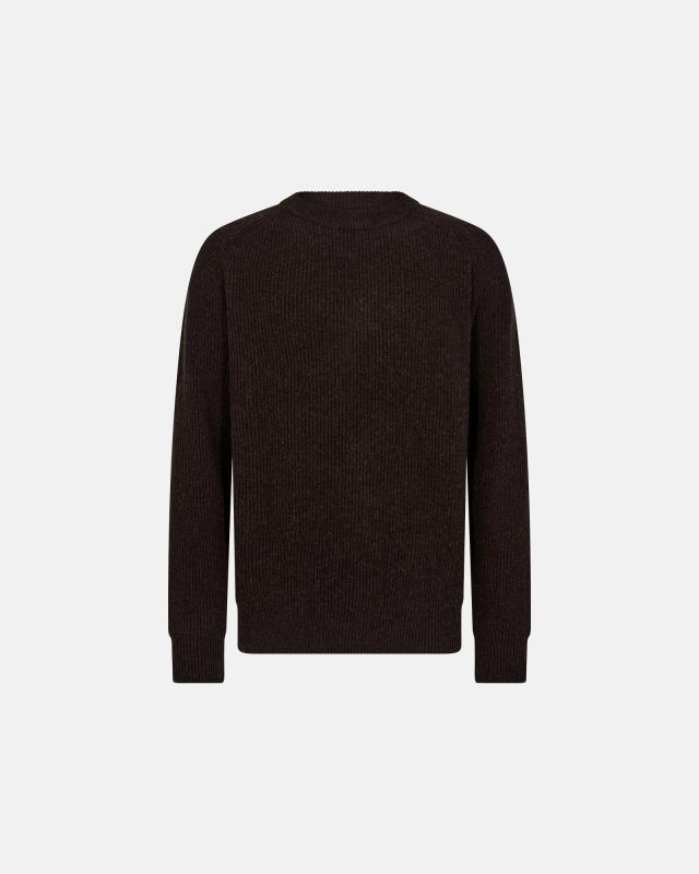 Stickad pullover 'michael' | Ull | Brun -Resteröds