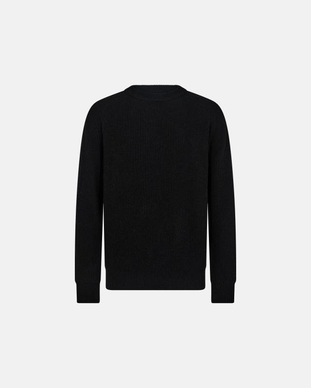 Stickad pullover "Michael", Ull, Svart