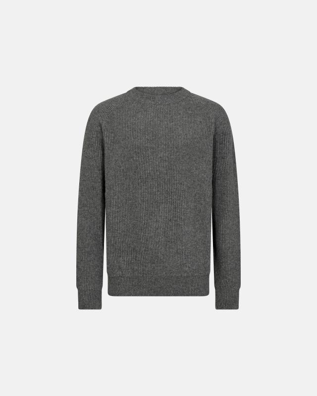 Stickad pullover "Michael", Ull, Gråmelerad