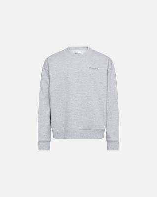 Sweatshirt med crew neck "Drake", 100% bomull, Ljusgrå melange Sweatshirt med crew neck "Drake", 100% bomull, Ljusgrå melange