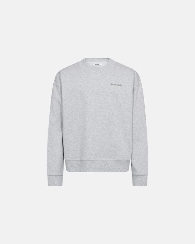 Sweatshirt med crew neck "Drake", 100% bomull, Ljusgrå melange
