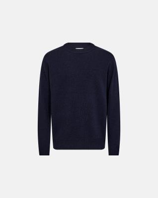 Stickad pullover "Lean", Ull, Navy Stickad pullover "Lean", Ull, Navy