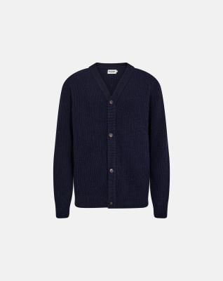 Stickad cardigan "Kyle", Ull, Navy Stickad cardigan "Kyle", Ull, Navy