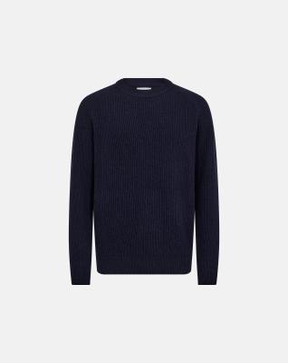 Stickad pullover "Michael", Ull, Navy Stickad pullover "Michael", Ull, Navy