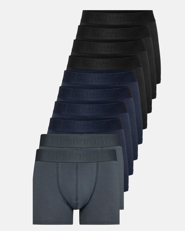 Kalsonger 'gunnar' 10-pack | Ekologisk bomull | Svart/blå/grå -Resteröds