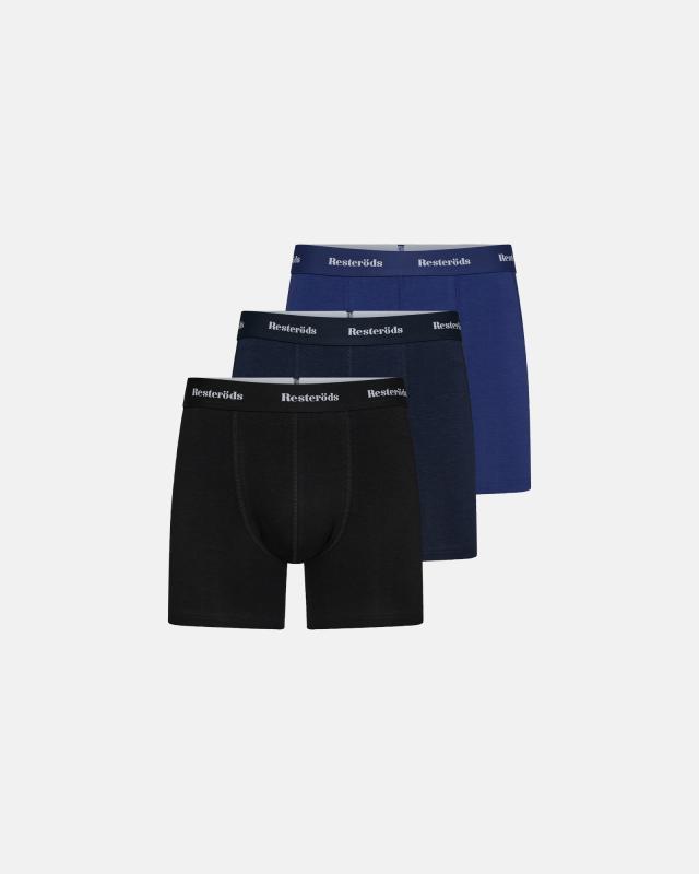 Kalsonger 'extra längd' 3-pack | Bambuviskos | Svart/navy/blå -Resteröds