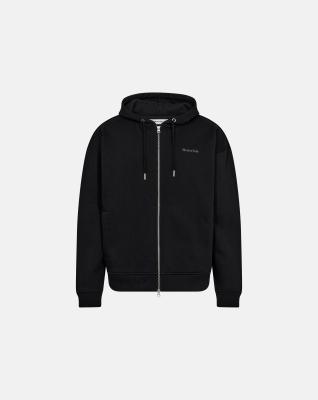 Sweatshirt med huva och dragkedja "rick", 100% bomull, Svart Sweatshirt med huva och dragkedja "rick", 100% bomull, Svart