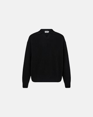 Polo i stickat "kane" | Ull | Svart -Resteröds Polo i stickat "kane" | Ull | Svart -Resteröds