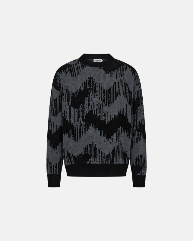 Pullover "Mick", Ull, Svart/grå