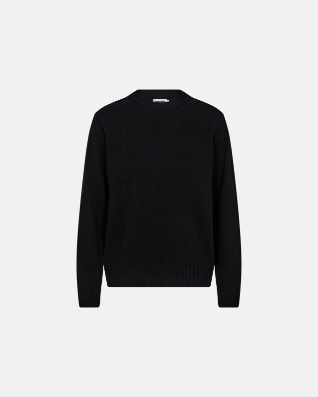 Stickad pullover 'lean' | Ull | Svart -Resteröds