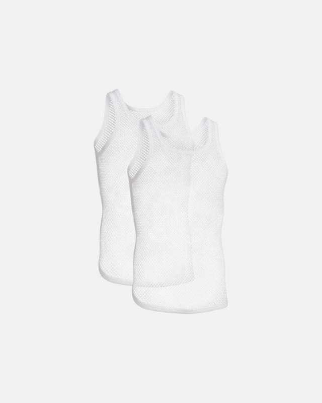 Tanktopp nät (mesh) 2-pack, 100% bomull, Vit
