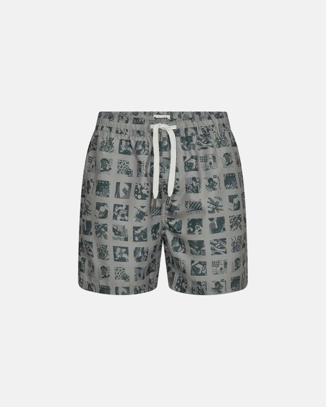 Badshorts "willy" | 100% polyester | Grå/grön -Resteröds