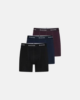 Kalsonger "extra längd" 3-pack, Bambuviskos, Svart/blå/röd Kalsonger "extra längd" 3-pack, Bambuviskos, Svart/blå/röd