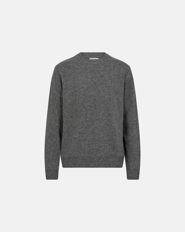 Stickad pullover 'lean' | Ull | Grå melange -Resteröds