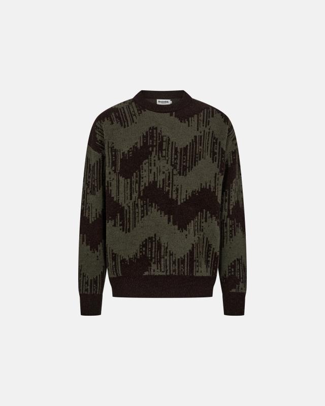 Pullover "mick" | Ull | Brun/grön -Resteröds