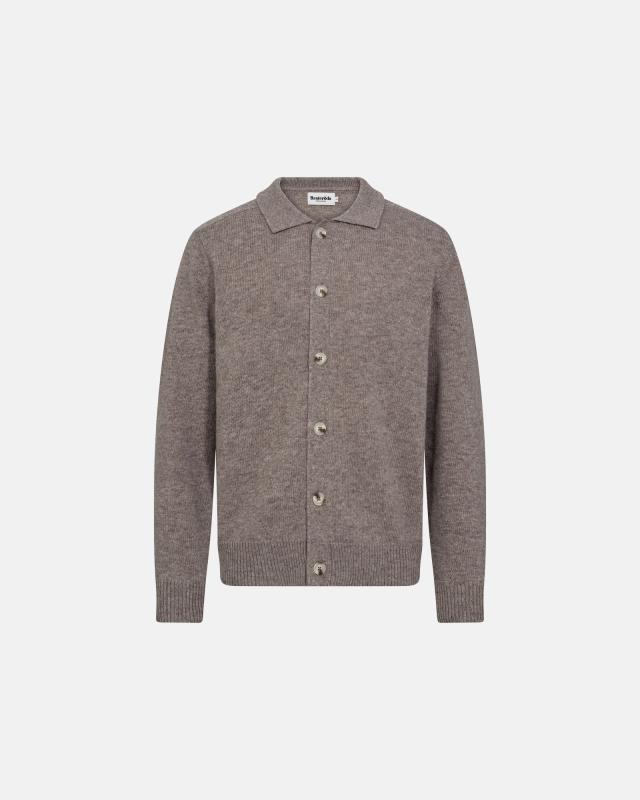 Stickad cardigan 'dean' | Ull | Sand -Resteröds