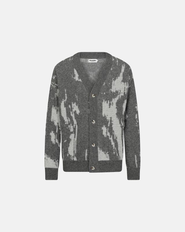 Cardigan "jack" | Ull | Grå/vit -Resteröds