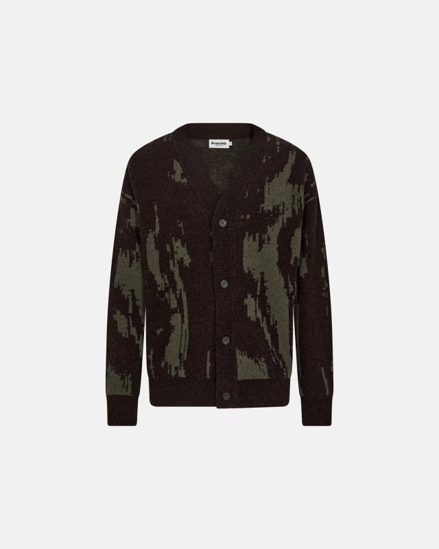 Cardigan "jack" | Ull | Brun/grön -Resteröds