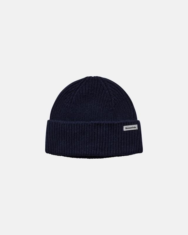 Beanie-mössa, 100% ull, Navy