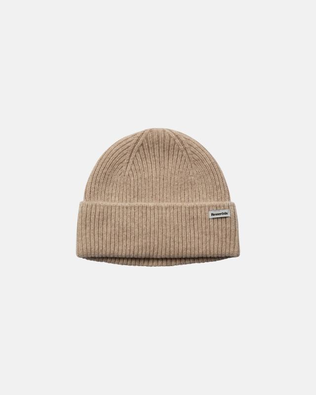 Beanie-mössa, 100% ull, Beige