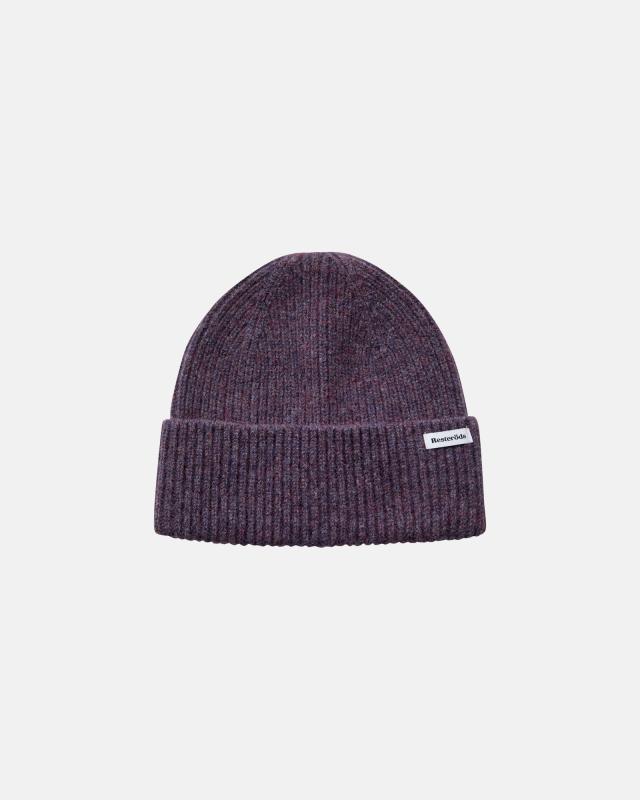 Beanie-mössa | 100% ull | Lila -Resteröds