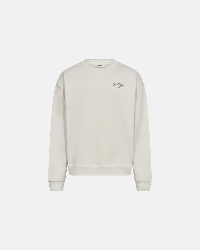 Sweatshirt crewneck "Drake", 100% bomull, Off-white med tryck