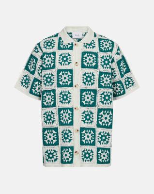 Virkad kortärmad skjorta "leon" | Bomull | Grön -Resteröds Virkad kortärmad skjorta "leon" | Bomull | Grön -Resteröds