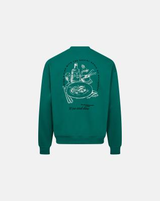 Sweatshirt crewneck "Drake", 100% bomull, Grön med ryggtryck Sweatshirt crewneck "Drake", 100% bomull, Grön med ryggtryck