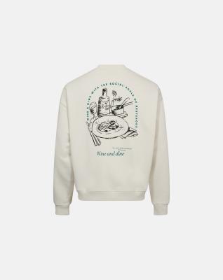 Sweatshirt crewneck "Drake", 100% bomull, Off-white med ryggtryck Sweatshirt crewneck "Drake", 100% bomull, Off-white med ryggtryck
