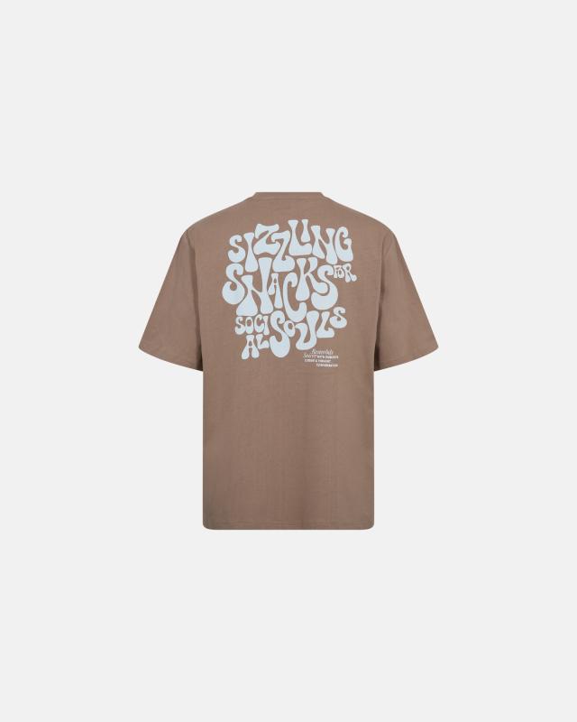 T-shirt med print "Tas" | 100% bomull | Brun -Resteröds
