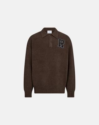 Långärmad polo "Eddy" | Bomull | Brun -Resteröds Långärmad polo "Eddy" | Bomull | Brun -Resteröds