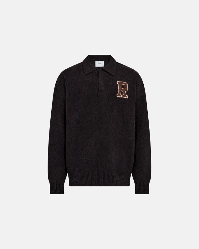 Långärmad polo "Eddy" | Bomull | Svart -Resteröds