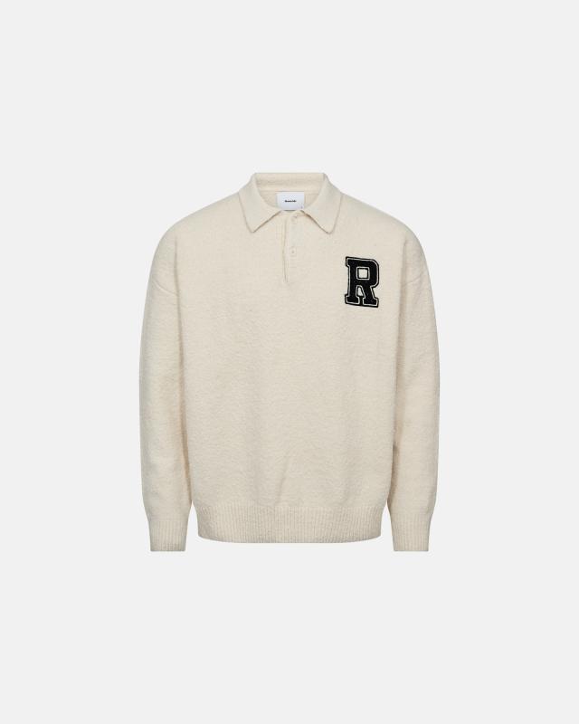 Långärmad polo "Eddy" | Bomull | Off-white -Resteröds