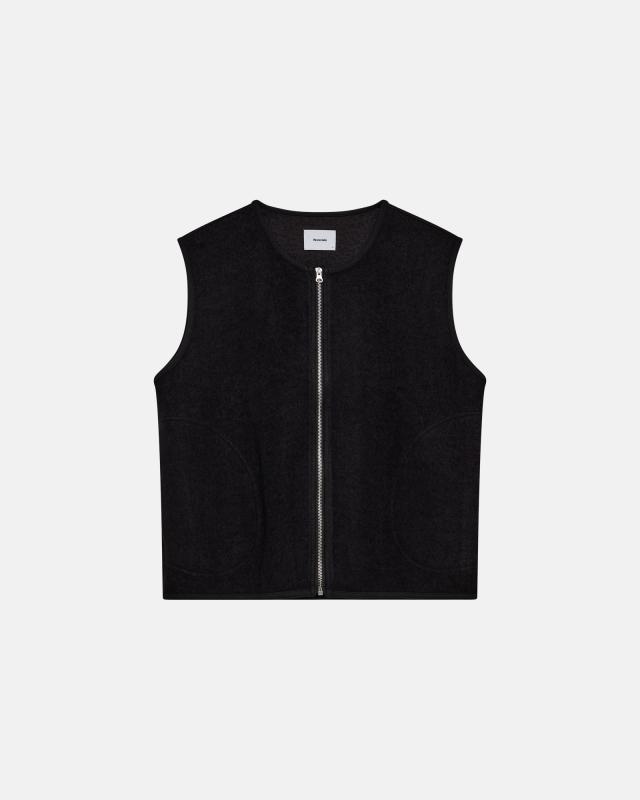 Väst i kokt ull 'kian' | Polyester | Svart -Resteröds