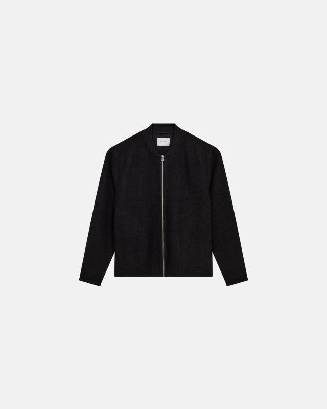 Jacka i kokt ull 'luke' | Polyester | Svart -Resteröds