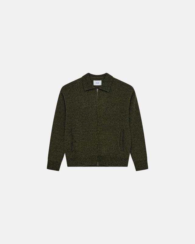 Cardigan m. zip 'floyd' | Ull | Grön -Resteröds