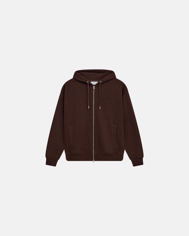 Sweatshirt med huva och dragkedja 'rick' | 100% bomull | Brun -Resteröds
