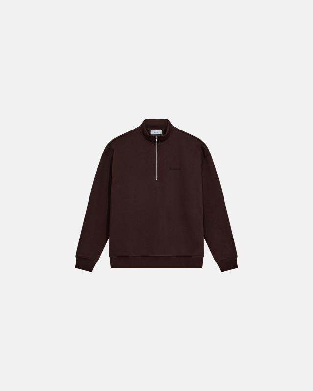 Sweatshirt med halvzip 'zack' | 100% bomull | Brun -Resteröds